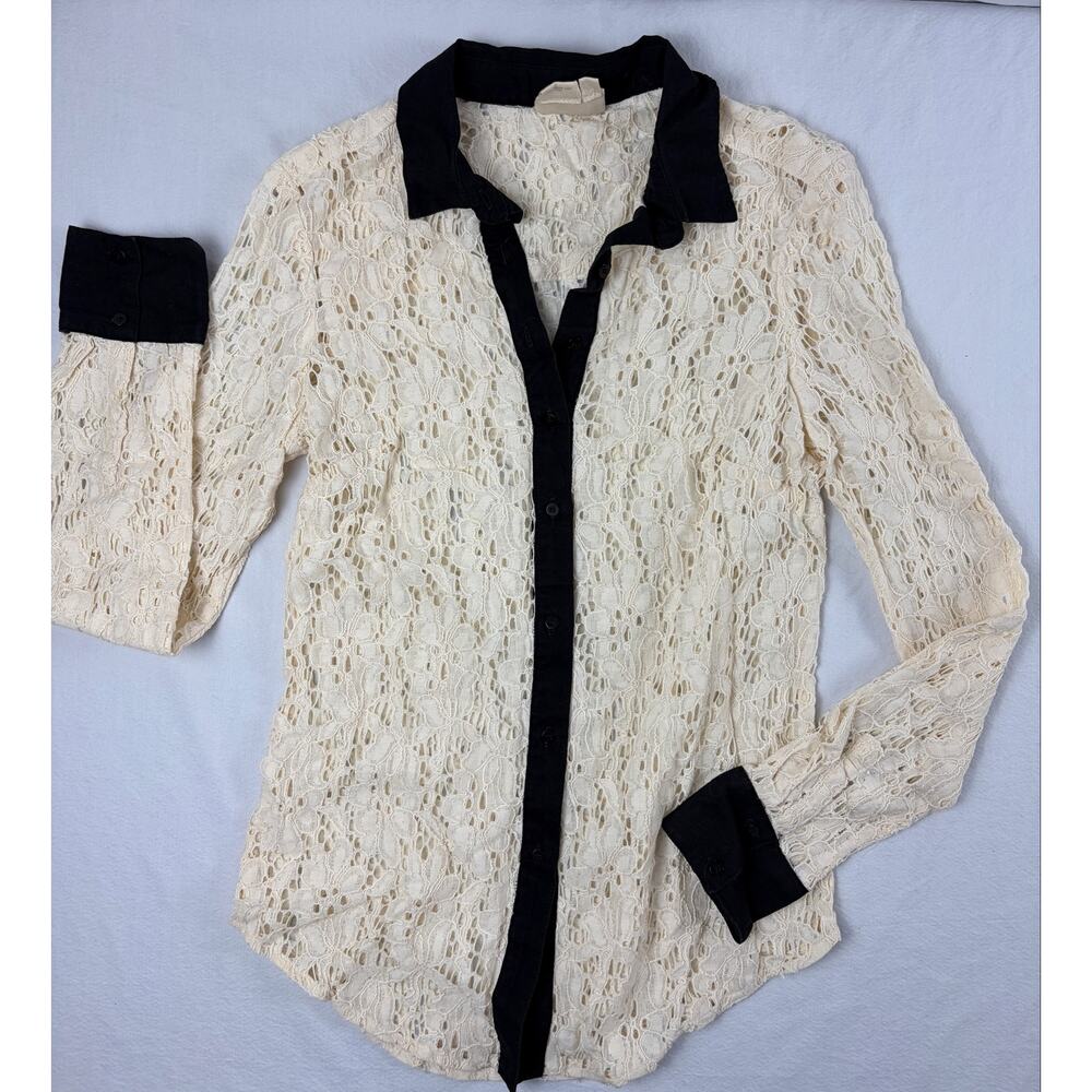 Anthropologie Vanessa Virginia Gemma Lace Button-Down Shirt Size 0